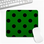 Polka Dots - Black on Green Large Mousepad