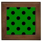 Polka Dots - Black on Green Framed Tile