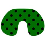 Polka Dots - Black on Green Travel Neck Pillow