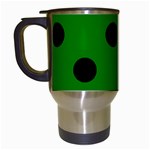 Polka Dots - Black on Green Travel Mug (Black)