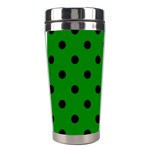 Polka Dots - Black on Green Stainless Steel Travel Tumbler