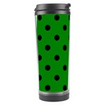 Polka Dots - Black on Green Travel Tumbler