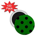 Polka Dots - Black on Green 1.75  Magnet (100 pack)