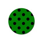 Polka Dots - Black on Green Magnet 3  (Round)