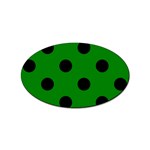 Polka Dots - Black on Green Sticker Oval (100 pack)