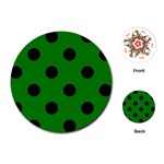 Polka Dots - Black on Green Playing Cards (Round)
