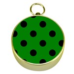 Polka Dots - Black on Green Gold Compass