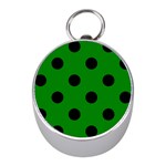 Polka Dots - Black on Green Silver Compass (Mini)
