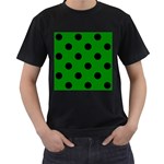 Polka Dots - Black on Green Men s T-Shirt (Black)
