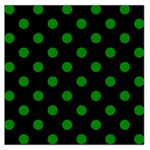 Polka Dots - Green on Black Large Satin Scarf (Square)