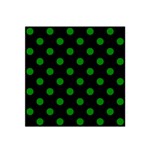 Polka Dots - Green on Black Satin Bandana Scarf