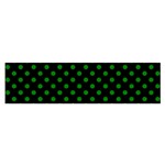 Polka Dots - Green on Black Satin Scarf (Oblong)