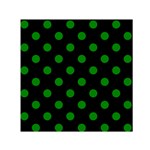 Polka Dots - Green on Black Small Satin Scarf  (Square)