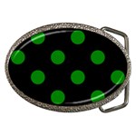 Polka Dots - Green on Black Belt Buckle