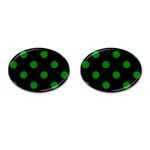 Polka Dots - Green on Black Cufflinks (Oval)