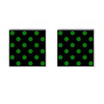 Polka Dots - Green on Black Cufflinks (Square)