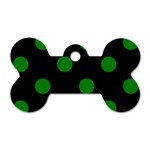 Polka Dots - Green on Black Dog Tag Bone (Two Sides)