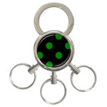 Polka Dots - Green on Black 3-Ring Key Chain