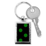 Polka Dots - Green on Black Key Chain (Rectangle)