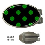 Polka Dots - Green on Black Money Clip (Oval)