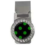 Polka Dots - Green on Black Money Clip (CZ)