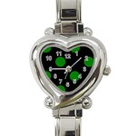 Polka Dots - Green on Black Heart Italian Charm Watch