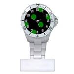 Polka Dots - Green on Black Nurses Watch