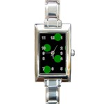 Polka Dots - Green on Black Rectangle Italian Charm Watch