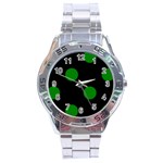 Polka Dots - Green on Black Stainless Steel Analogue Watch