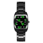 Polka Dots - Green on Black Stainless Steel Barrel Watch