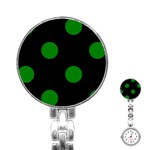 Polka Dots - Green on Black Stainless Steel Nurses Watch