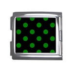 Polka Dots - Green on Black Mega Link Italian Charm (18mm)
