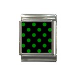 Polka Dots - Green on Black Italian Charm (13mm)