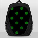 Polka Dots - Green on Black Backpack Bag
