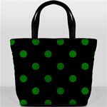 Polka Dots - Green on Black Bucket Bag