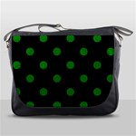 Polka Dots - Green on Black Messenger Bag