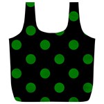 Polka Dots - Green on Black Full Print Recycle Bag (XL)