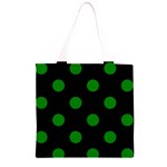 Polka Dots - Green on Black Grocery Light Tote Bag