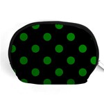 Polka Dots - Green on Black Accessory Pouch (Medium)