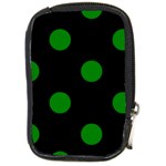Polka Dots - Green on Black Compact Camera Leather Case