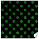Polka Dots - Green on Black Canvas 20  x 20 