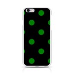 Polka Dots - Green on Black Apple iPhone 6/6S Silicone Case (Transparent)