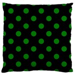 Polka Dots - Green on Black Large Cushion Case (Two Sides)