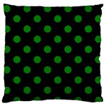 Polka Dots - Green on Black Standard Flano Cushion Case (Two Sides)