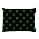 Polka Dots - Green on Black Pillow Case (One Side)