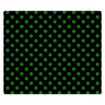 Polka Dots - Green on Black Double Sided Flano Blanket (Small)