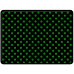 Polka Dots - Green on Black Fleece Blanket (Large) (One Side)
