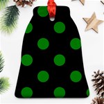 Polka Dots - Green on Black Ornament (Bell)