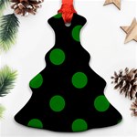 Polka Dots - Green on Black Christmas Tree Ornament (Two Sides)