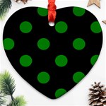 Polka Dots - Green on Black Ornament (Heart)
